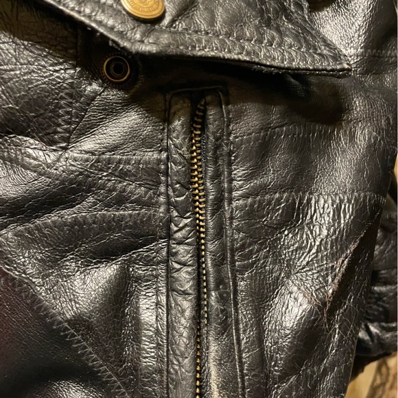 Leather jacket men, XXL, with collar, zipper and snaps. - Picture 10 of 14